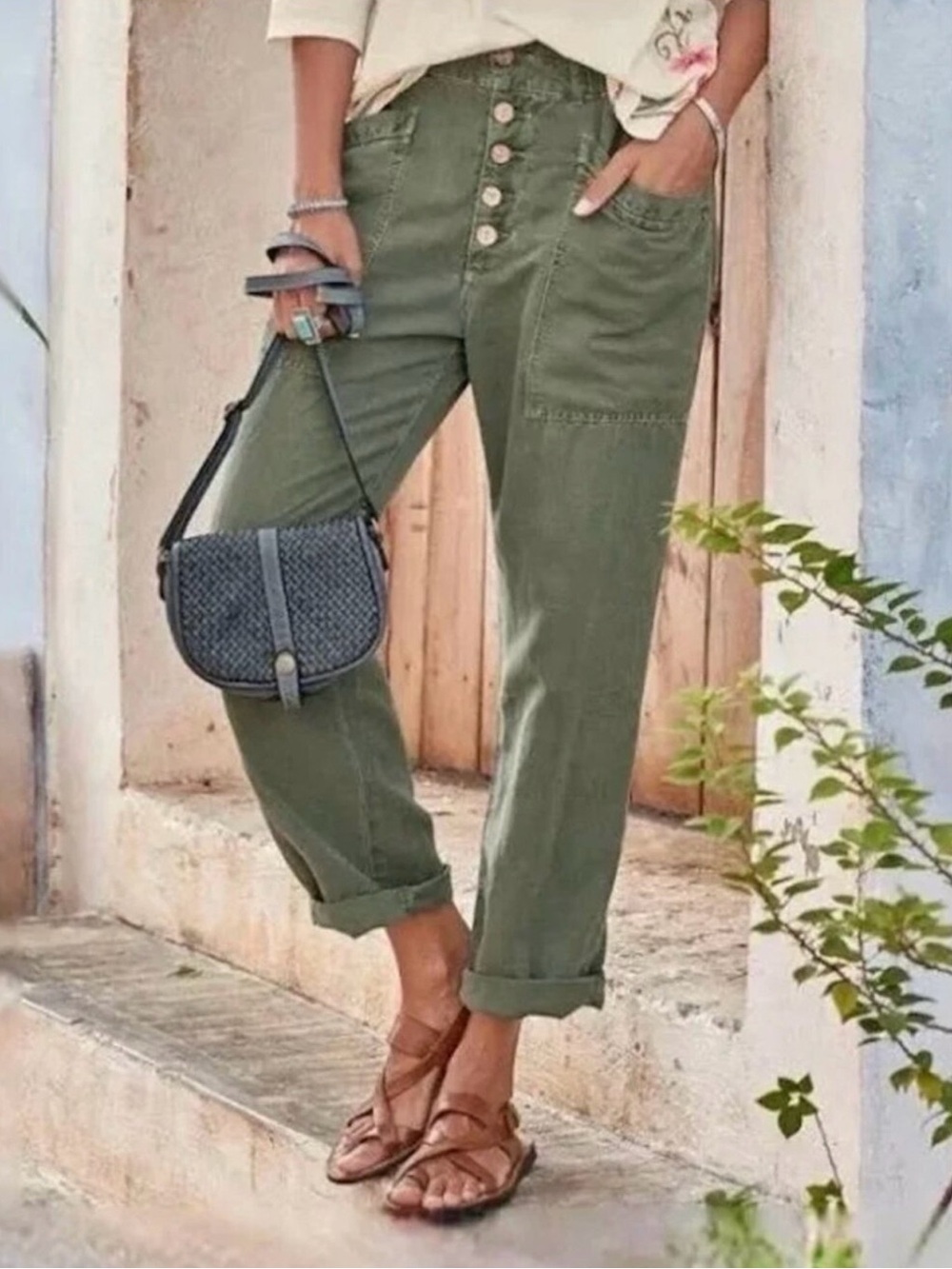 NWT Sundance Rivera Button-Front Utility Pants Size 4